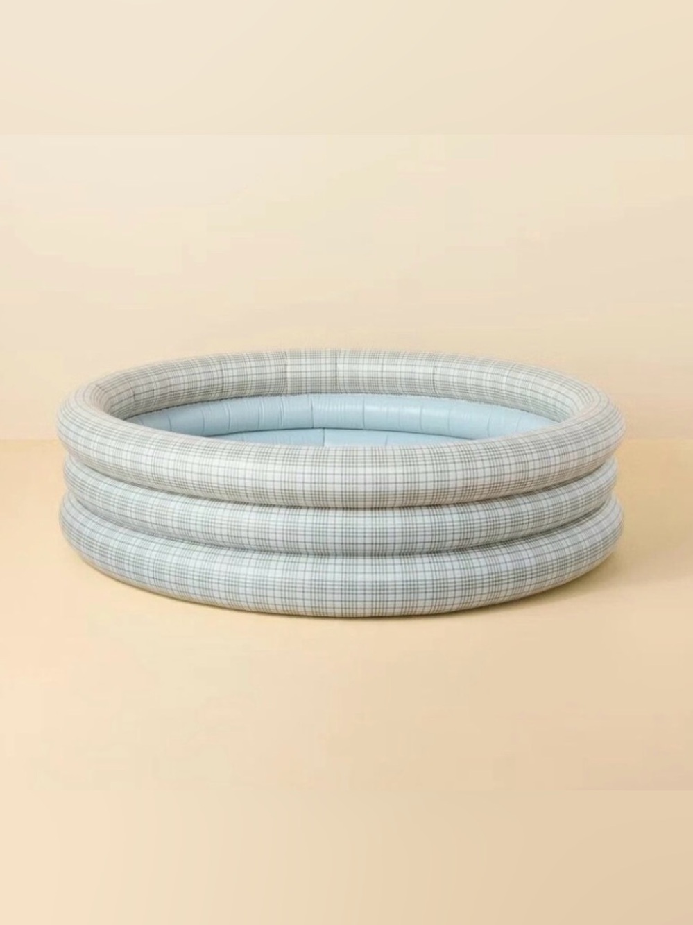 Hearth & Hand Light Green, Blue, & Cream Plaid Inflatable Kids Pool 18x66 NWT